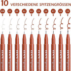 KEMYR 10 Micro Fine liner Drawing Art Pens Calligraphy Pens: 0.05mm-1.0mm Size - Image 2