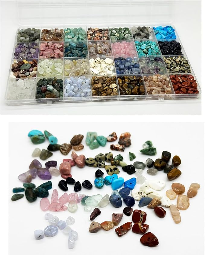 Jewelry Making Kits with 28 Colors Gemstone Chips, Crystal Bead Ring Maker Kit - Image 4