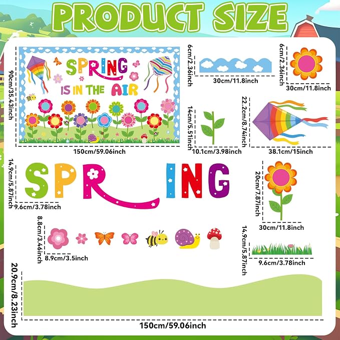 Spring is in The Air Bulletin Board Set Colorful Floral Butterfly Photo Craft - Image 2