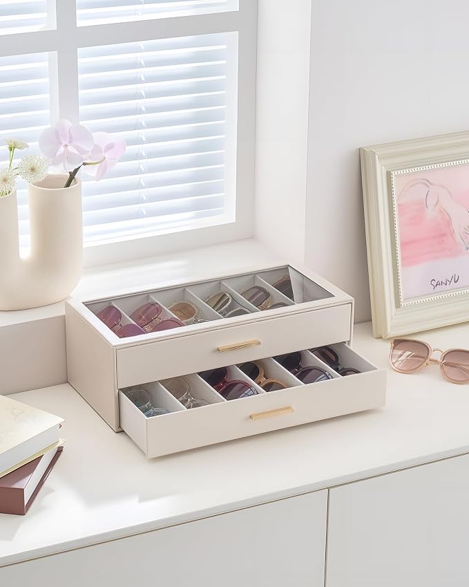 Lolalet Sunglasses Storage Box for Women, Eyewear Eye Glass Organizer - Image 3