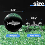 3D Shark Crystal Ball with Stand Lase Engraved Glass Sphere Paperweight Shark - Image 2
