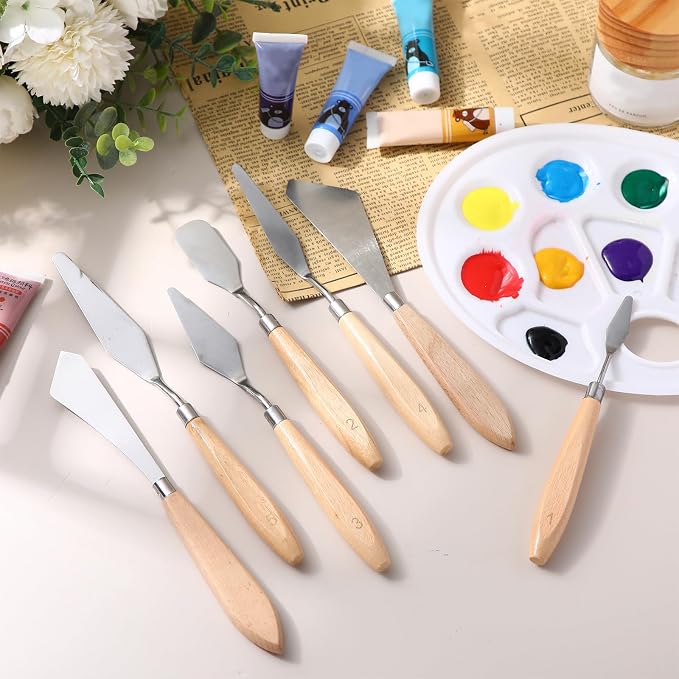 Honoson 7 Pieces Painting Knife Set Spatula Palette Knife Stainless Steel - Image 4