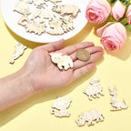 100 Pcs Unfinished Wooden Animal Cutouts Cute Blank Wood Slices - Image 4
