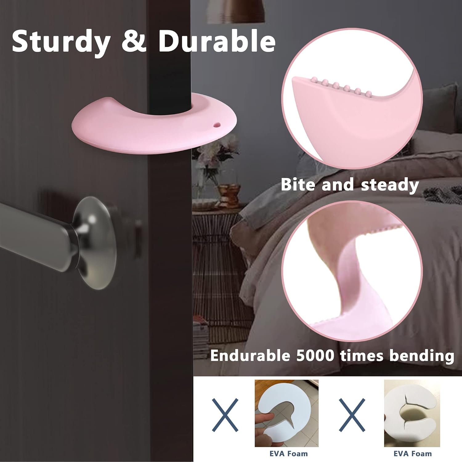 Silicone Door Pinch Guard and Door Slam Stopper, Durable Finger Pinch Guard, Prevents Pinch Injuries, Slamming Doors, Door Stopper for Kids, 6 Packs Pink.