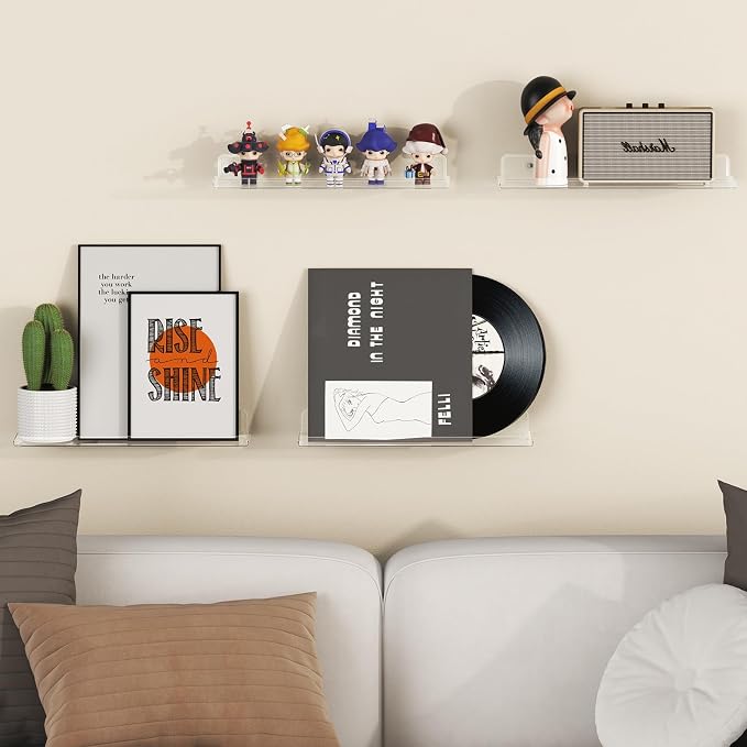 Lifewit Floating Shelves for Wall, Acrylic Display Shelf Wall Mounted for Figure - Image 2
