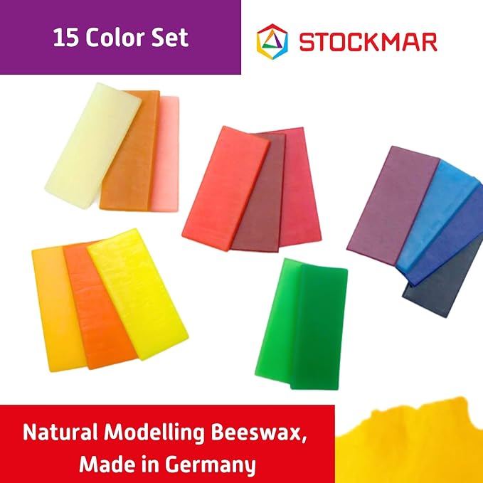 Stockmar Natural Modelling Beeswax: 15 Assorted Colors of Beeswax Sheets Safe - Image 2