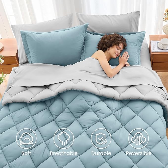 MUXHOMO 5 Pieces Twin Comforter Set, Reversible Bed in a Bag Twin Size - Image 6