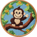 Punch Needle Kits for Beginners Cartoon Monkey on Tree 20x20cm-3 | Easy for by Unknown