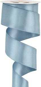 HUIHUANG Dusty Blue Wired Ribbon 1-1/2 inch French Blue Double-Faced Satin - Image 8