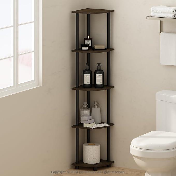 Furinno Turn-N-Tube Storage Shelves, 5-Tier Book Shelf, Corner Shelf, Toolless by Furinno-FitsYourSpaceFitsYourBudget