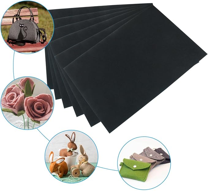 12 Pcs Black Felt Sheets, 8 x 12 Inch, 1mm Thick | Felt Fabric - Image 4