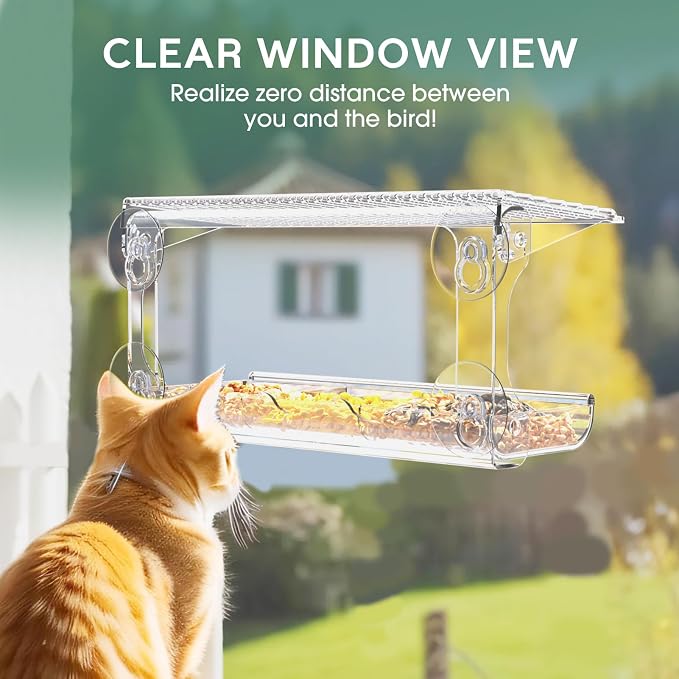 SUNALLY Window Bird Feeder for Outdoors, Transparent Birds House Outside Wild - Image 5