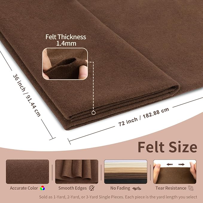 Chocolate Brown Fabric Sheet 72" X 36", 1.4mm Thick Large Soft Durable Flexible - Image 2