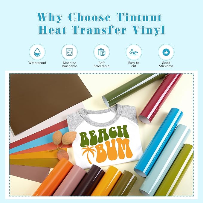 Tintnut Warm Fall Tone Heat Transfer Vinyl, easy cut & weed, stretch washable - Image 3