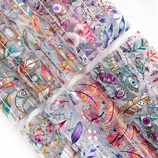 ONEART | 10 Pieces Bohemian Printed Clear PVC Vinyl Sheets, A4 Size See Through by ONEART