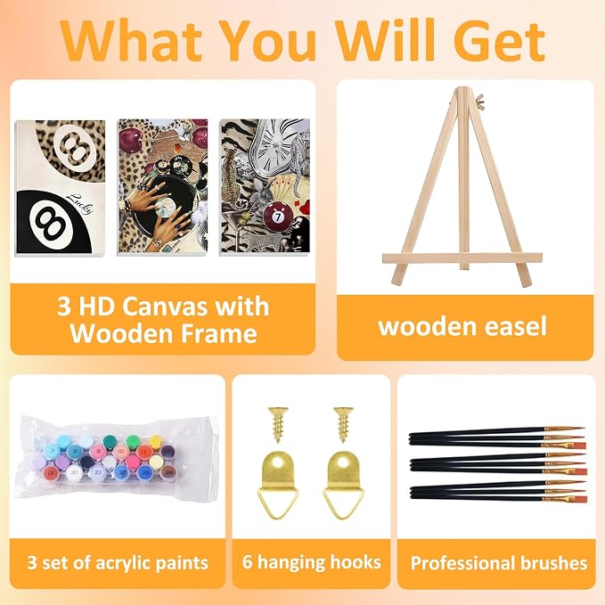 Mandun 3 Pack Paint by Numbers for Adult, Leopard Paint by Numbers Kit for - Image 4