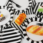 200pcs Black and White Party Plates Napkins Forks Striped Theme Party Tableware - Image 5
