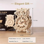 ROKR 3D Wooden Puzzles for Adults Owl Clock - Image 5