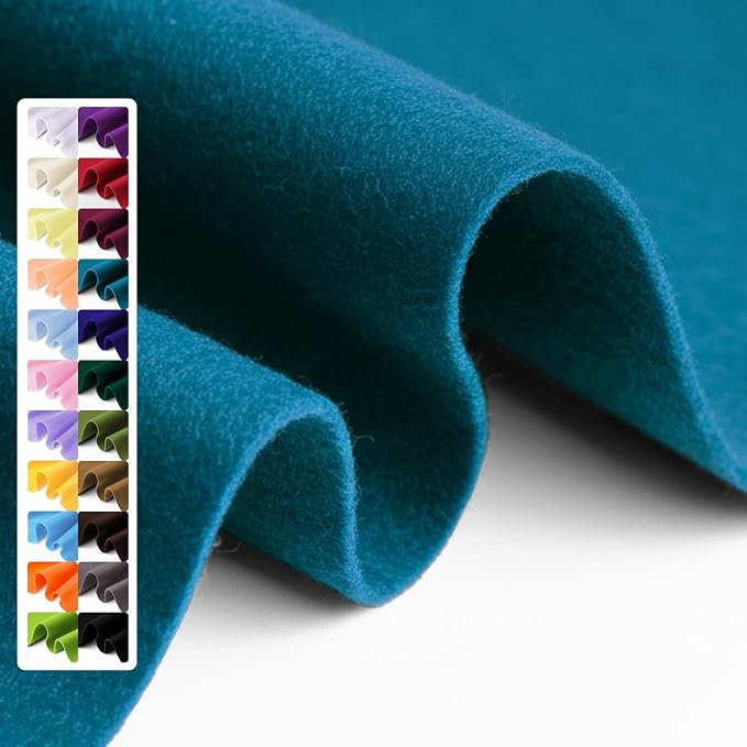 Peacock Blue Soft Felt Fabric Sheet 36" x 36", 1.6mm Thick, Premium Craft Felt by Grainear