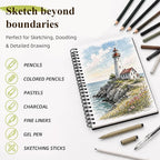 Conda 8.5"x11" Hardbound Sketch Book, 80-Sheets 90gsm Double-Sided Hardcover - Image 3