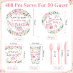 Pickmesh 400 Pcs Floral Baby Shower Party Decoration Include A Sweet Baby ls on - Image 3