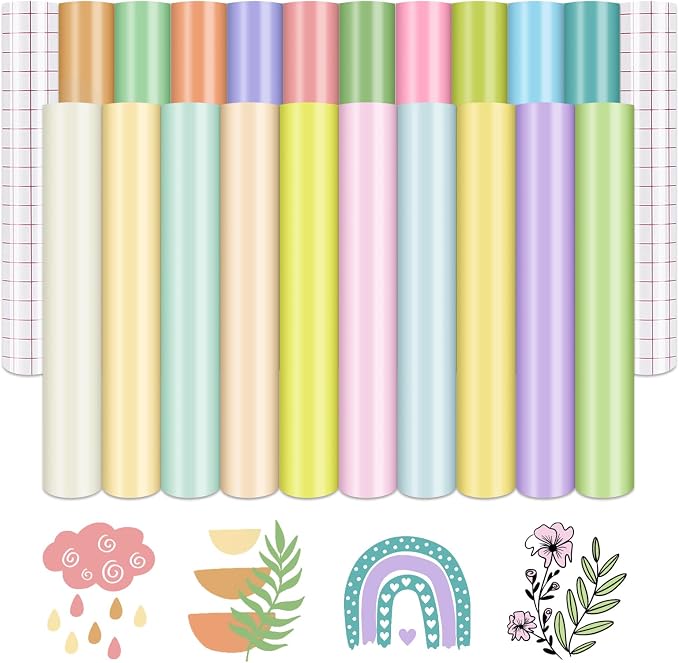 Tintnut Boho Permanent Vinyl 20 Sheets 12''x10'' Pastel Adhesive Vinyl | Solid by Tintnut