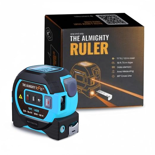 The Almighty Ruler Laser Tape Measure | Laser Distance Measurer, Heavy-Duty Tool by TheAlmightyTools