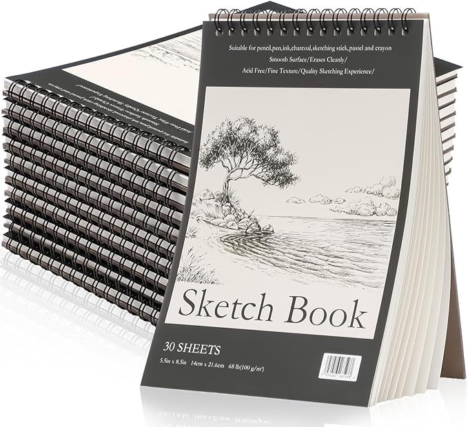 Jexine 60 Pcs 5.5'' x 8.5'' Top Spiral Bound Sketch Book 30 Sheet Each by Jexine