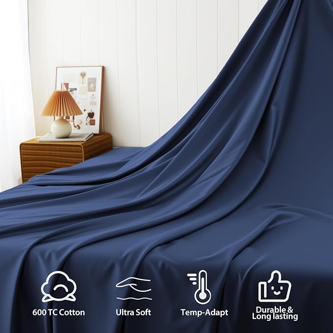 Cotton Flat Sheets Only, 600 TC 100% Cotton Flat Sheet Top Sheet Only, Full - Image 4