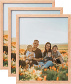 ATOBART 8x10 Set of 3 OAK Wood Picture Frame Solid Wooden Photo Frame Natural by ATOBART