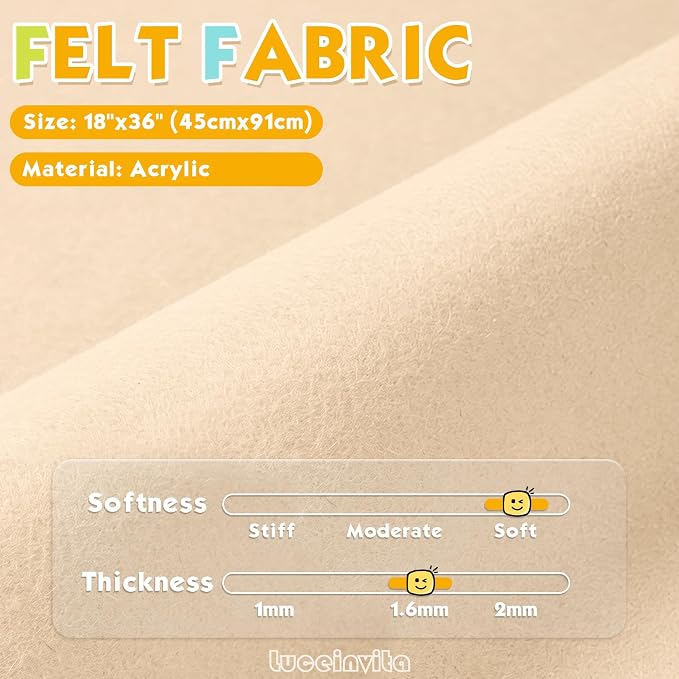 Light Apricot 18" X 36" Felt Fabric Sheet - Image 2