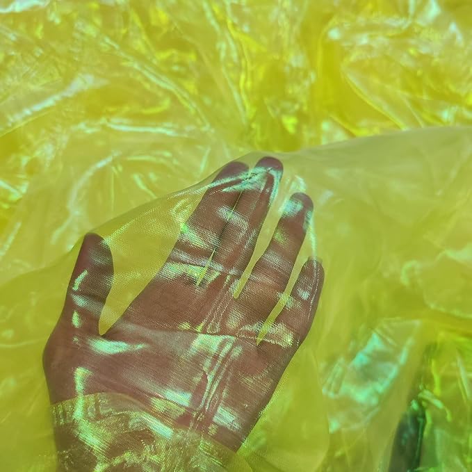 Yellow Iridescent Organza Fabric - Image 9