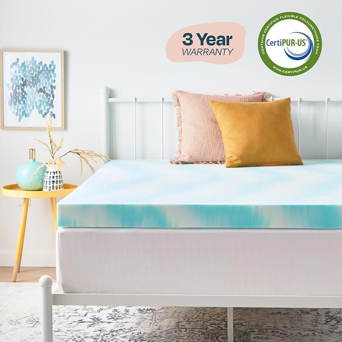 Linenspa 4 Inch Swirl Gel Memory Foam Mattress Topper, King Size – Cooling Gel - Image 6