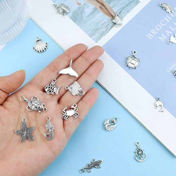 JIALEEY Wholesale 100 Pieces Mix Antique Silver Charm Pendant Collection DIY - Image 3