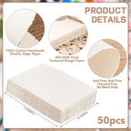 Prudiut 50 Sheets Cotton Watercolor Paper, 5 x 7 inches, 300 GSM, Deckled Edge - Image 2