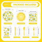 168 Pcs Lemon Party Decorations Yellow Lemons Scalloped Plates Napkins Cups - Image 2