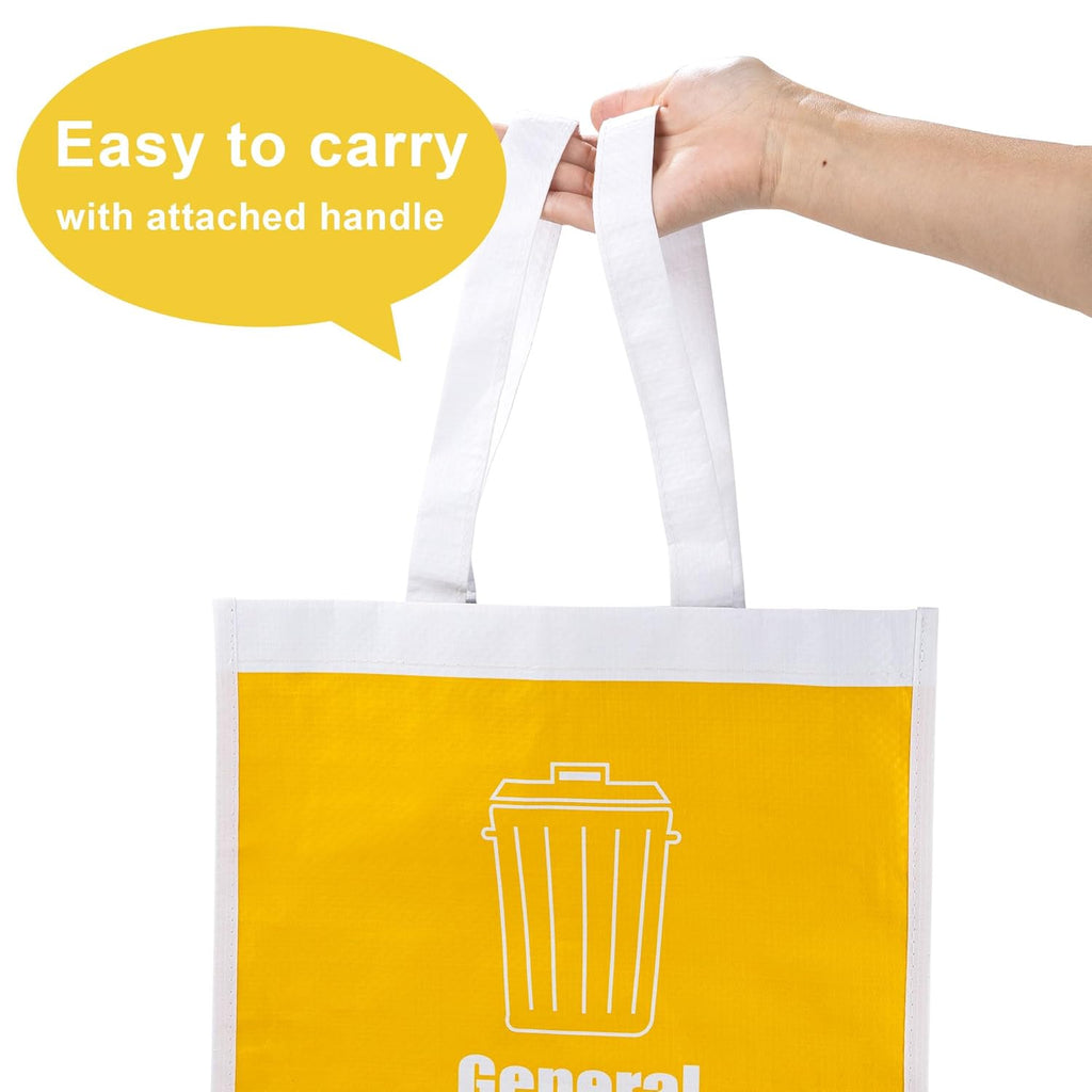 Recycle Waste Bag for Kitchen, Indoor Recycling Bins, Recycle Bins for Home, Kitchen Recycling Bin Trash Sorting Organizer, Reusable and Waterproof - Set of Three Color