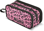 Custom Hot Pink Black Leopard Print Pencil Case Box Boys Girls Personalized by BOENLE-WELCOMEYOURCOMING