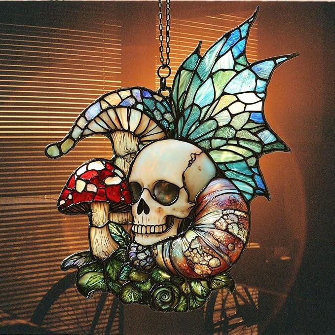 Boho Skeleton Mushroom Acrylic Suncatcher Stained Glass Effect Window Car - Image 7