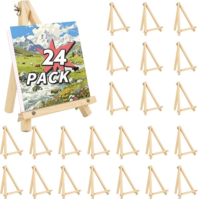 24 Pack 9 Inch Easel for Painting, Wooden Easel Stand Canvas Stand for Sign by WSICSE