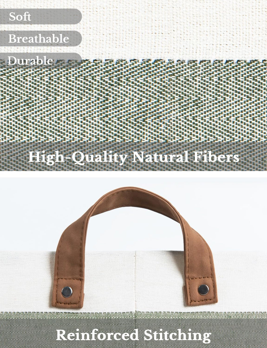 StorageWorks Storage Bins, Fabric Storage Bins for Shelves, Large Storage Baskets with Metal Frame, Closet Baskets and Bins with Handles, Green and White, 2-Pack