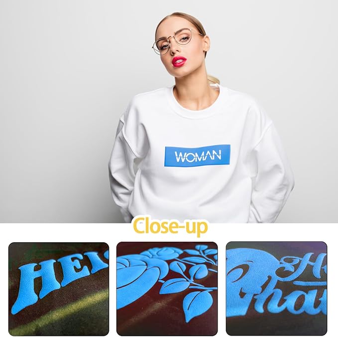 3D Puff Vinyl Heat Transfer 3 Sheets 12"x10"-Sky Blue | 3D Puff HTV 12"x10" - Image 3