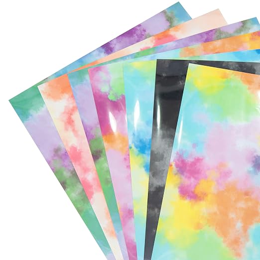 Tie Dye Heat Transfer Vinyl 12 x 10 Inch, Rainbow Color Patterned HTV Transfer - Image 3