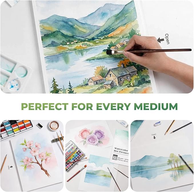 Fuumuui Watercolor Paper Block 11x15 Inch, Smooth Surface 100% Cotton - Image 6