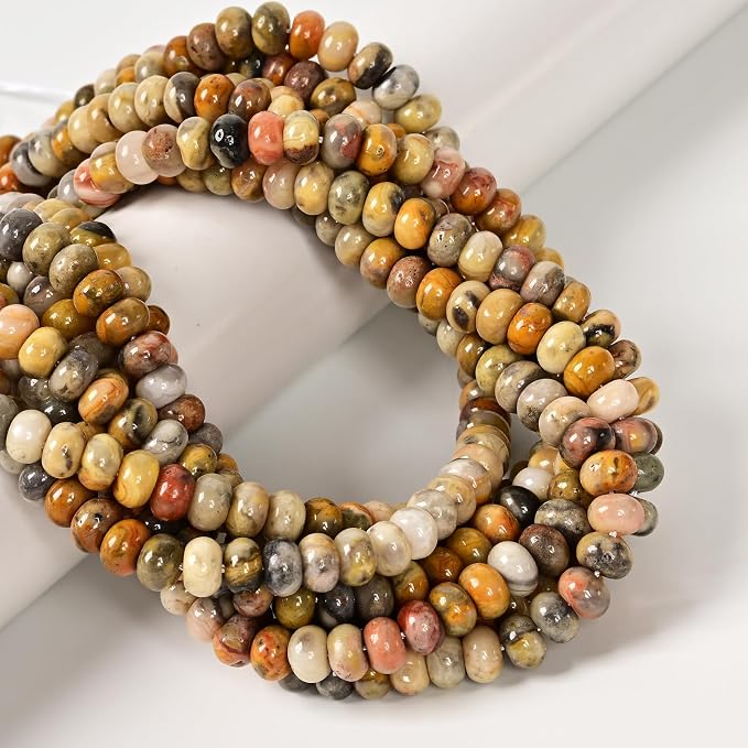 ICAI Natural 5x8mm Rondelle Beads, Abacus Disk Stone Spacer Beads - Image 2