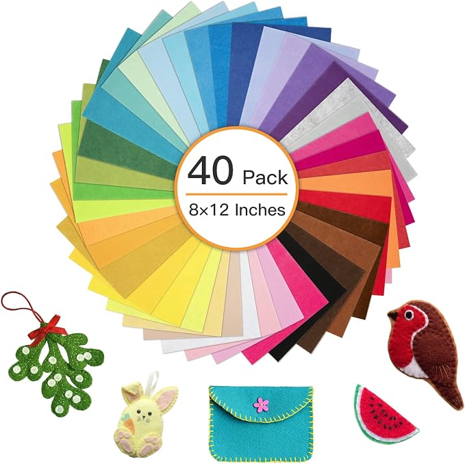 8 x 12 Inches Felt Sheets for Crafts, 1mm Thick, Stiff Paper for DIY Sewing - Image 2