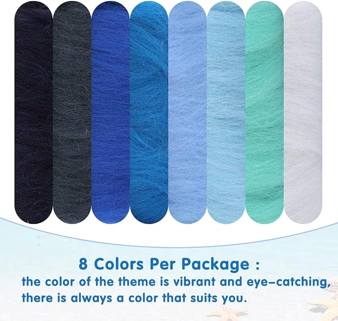 Wonvoc Needle Felting Wool 80 g, 8 Colors Nature Wool Roving - Image 7