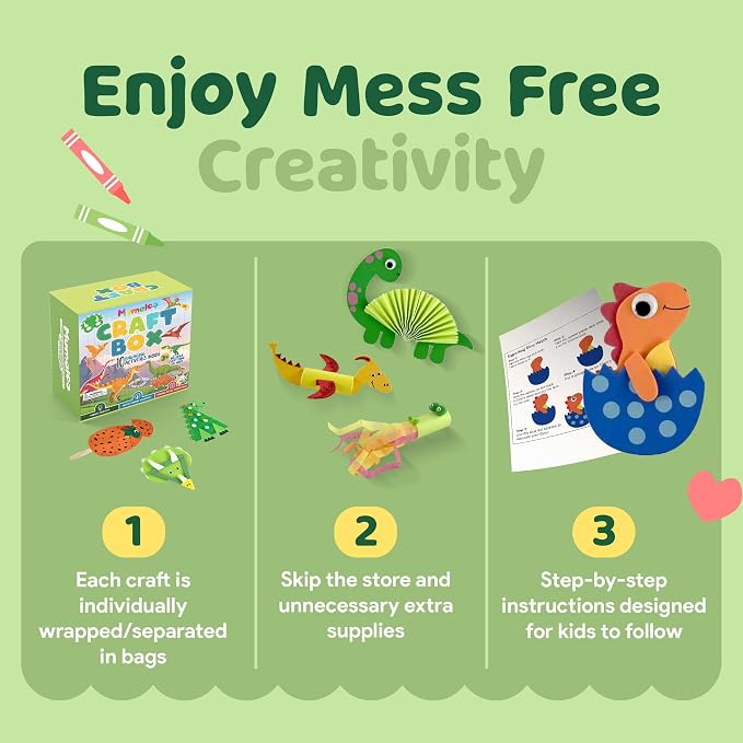 Mumaloo Kids Craft Kit – 10 Dinosaur Art Activities, Ages 4–8 | No-mess - Image 4