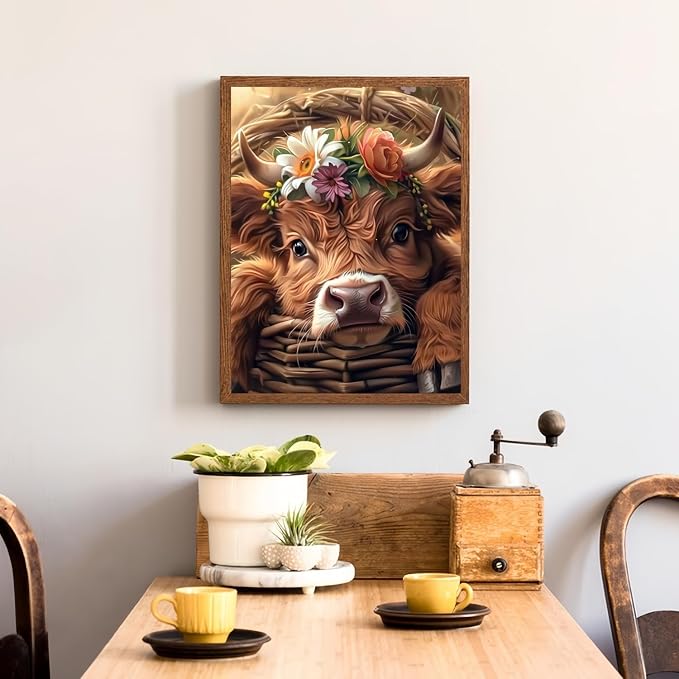 Mosaflare 5D Diamond Art Kits for Adults, Highland Cow Diamond Painting for - Image 3