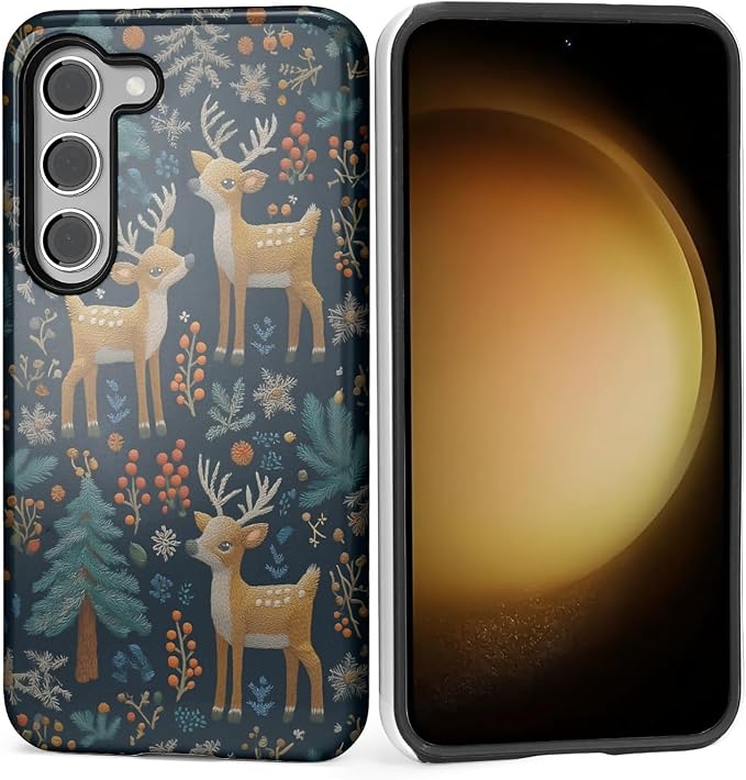 Case for Samsung Galaxy S23 Case, Cute Christmas Reindeer Design Hybrid Dual by Kapadiy